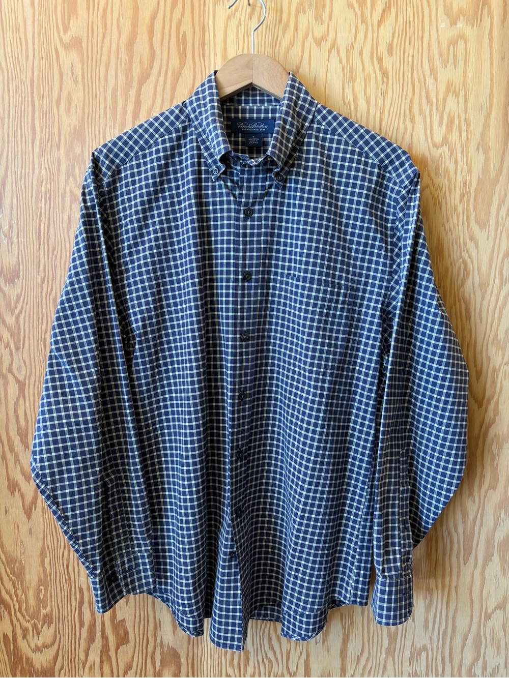 Brooks Brothers Navy and White Checked Button-Down Shirt